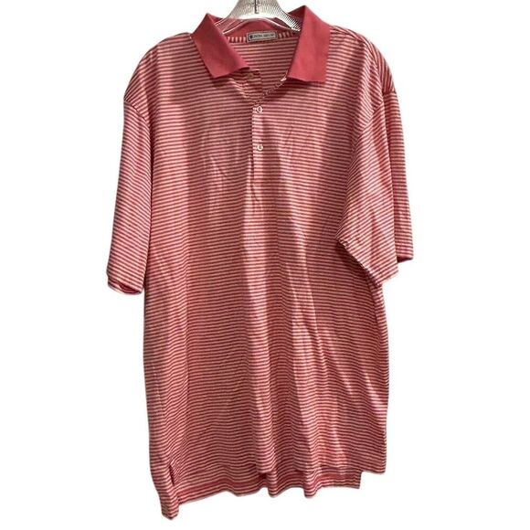 Peter Millar Men's Striped Polo Shirt Pink Large Short Sleeve Casual - Picture 1 of 14